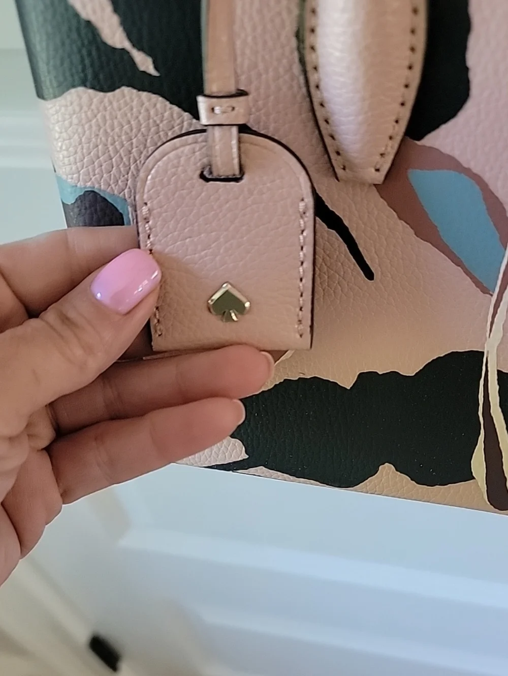 kate spade Pink Floral Leather Satchel with Removable Crossbody Strap